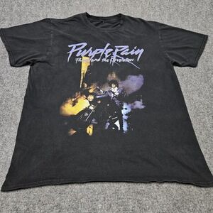 Prince Purple Rain T-Shirt Mens XL Black Graphic Band Tee Music Revolution Retro